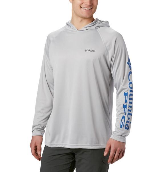 Columbia PFG Terminal Tackle Hoodies Grey Blue For Men's NZ26195 New Zealand